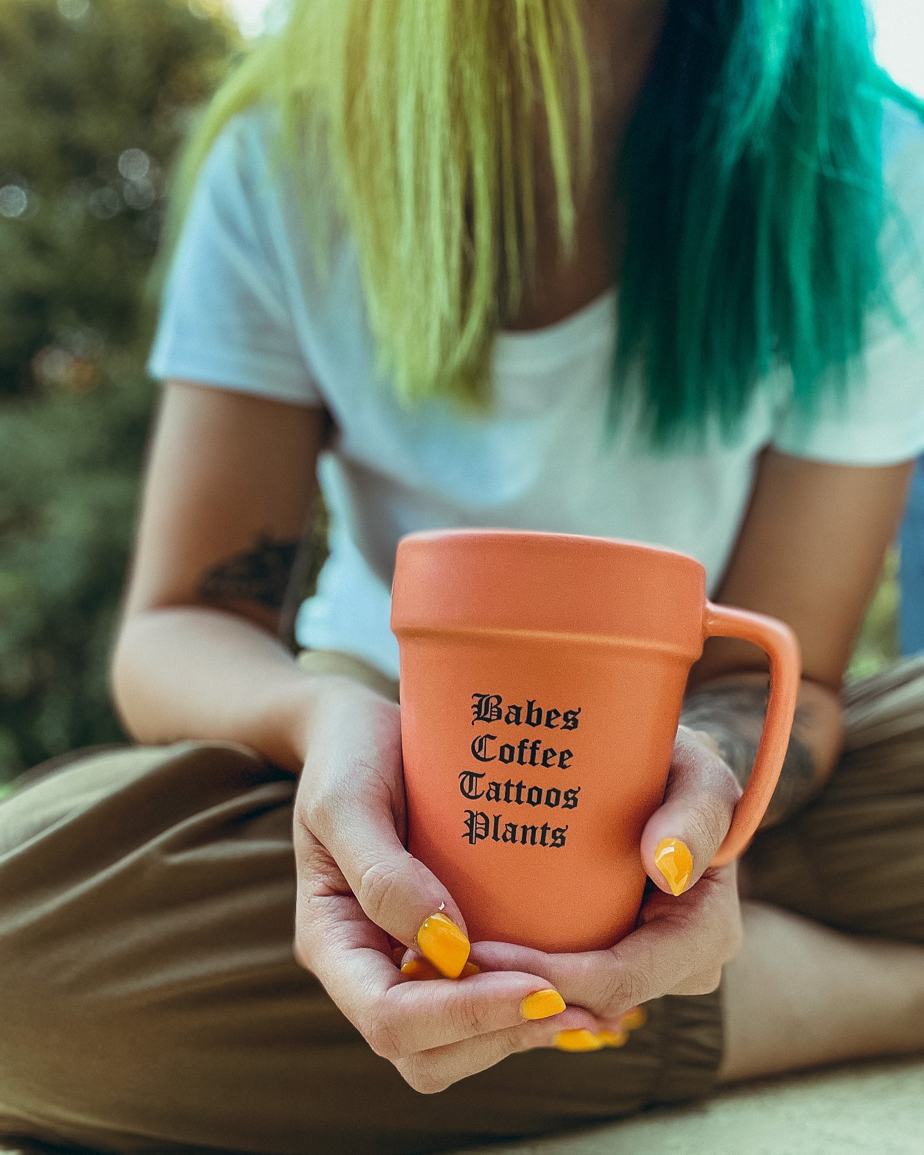 Babes Coffee Tattoos Plants - Planter Mug