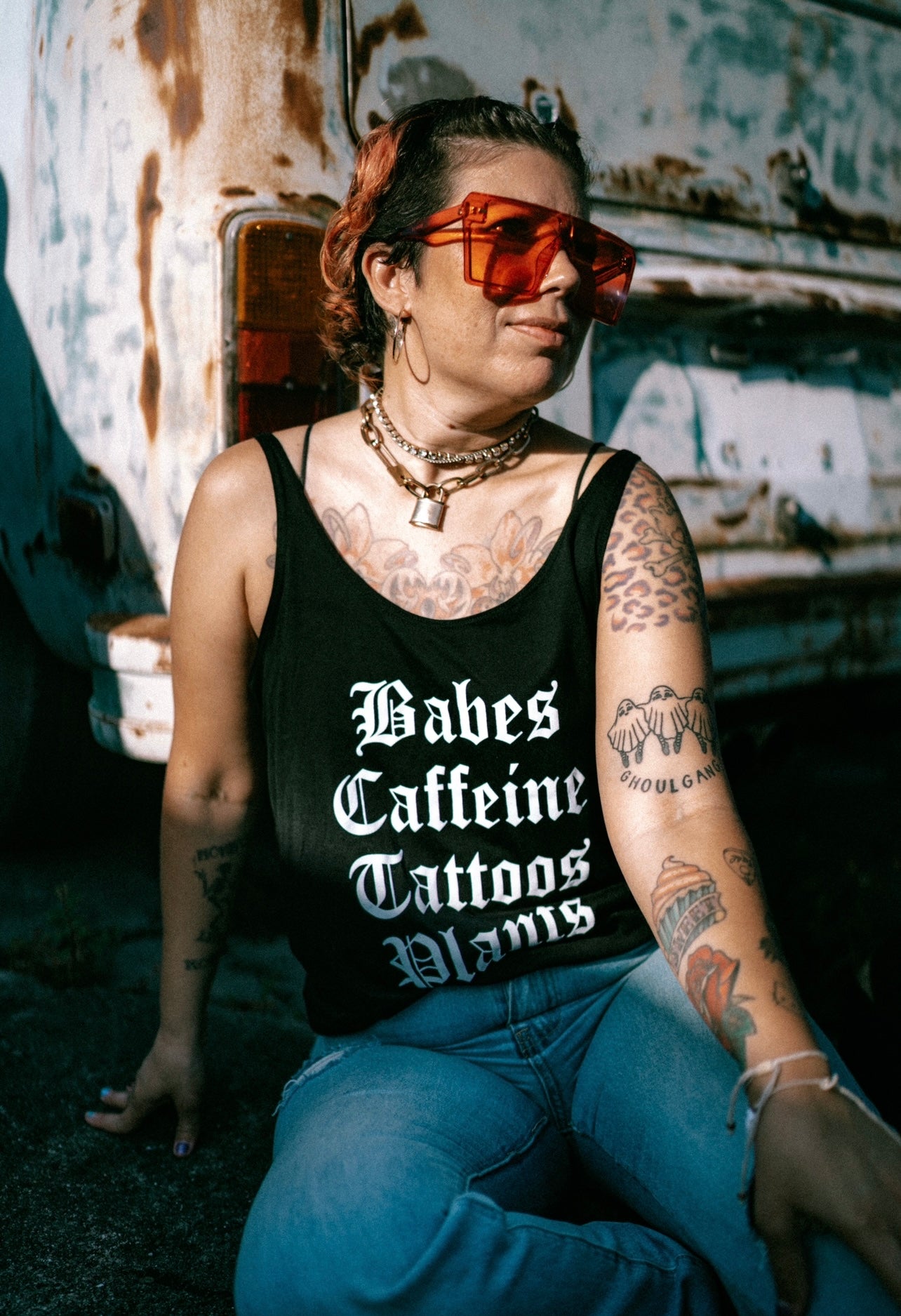 Babes Caffeine Tattoos Plants - Tank