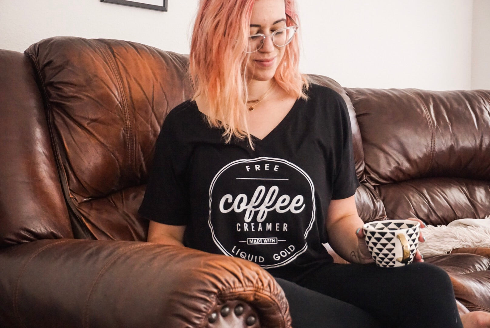 coffee creamer breast feeding tee vneck