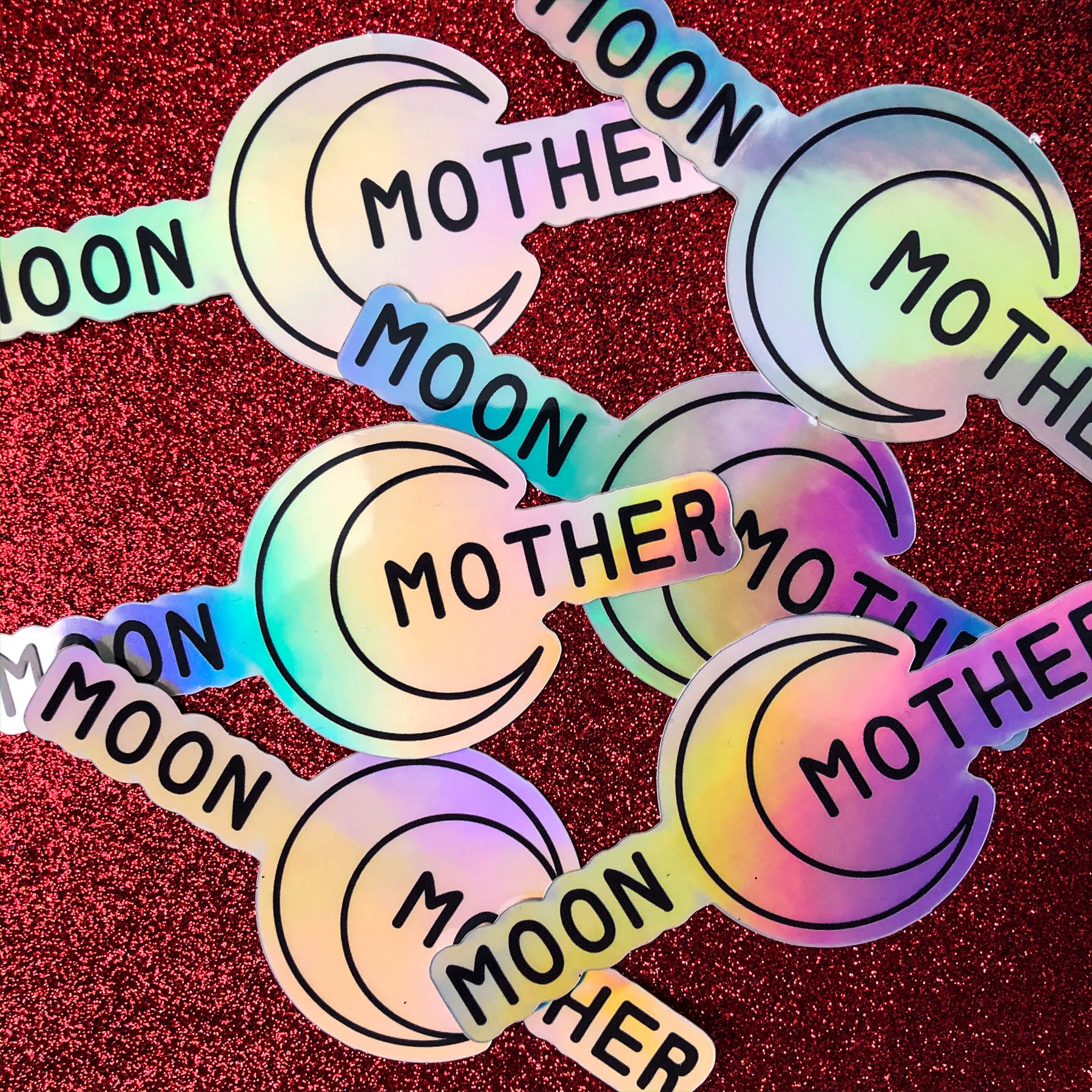 Moon Mother - Holographic Vinyl Sticker with moon graphic