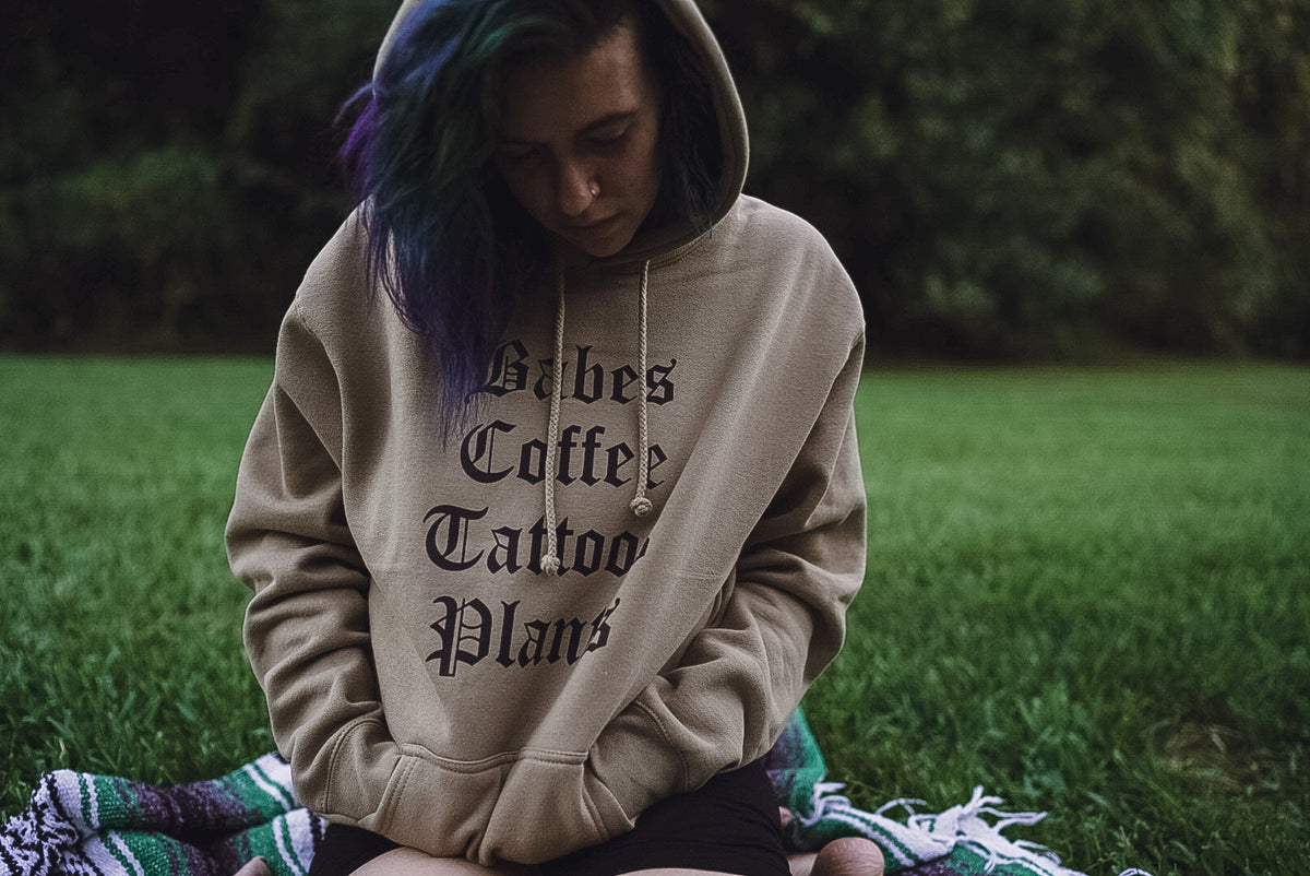 Babes Coffee Tattoos Plants - Unisex Hoodie