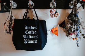 Babes Coffee Tattoos Plants Tote Bag